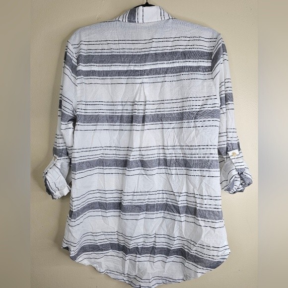 Matilda Jane & Joanna Gaines Womens Button Down Shirt Striped Gray Size Small - Picture 3 of 6